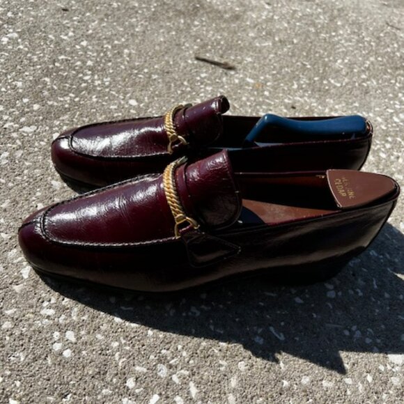 VNTG 80\'s formal Men\'s Loafer brown with Gold chain main image 2